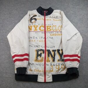 Vintage Enyce Jacket Mens‎ 2XL White Red Racing Graphic Full Zip Streetwear 90s